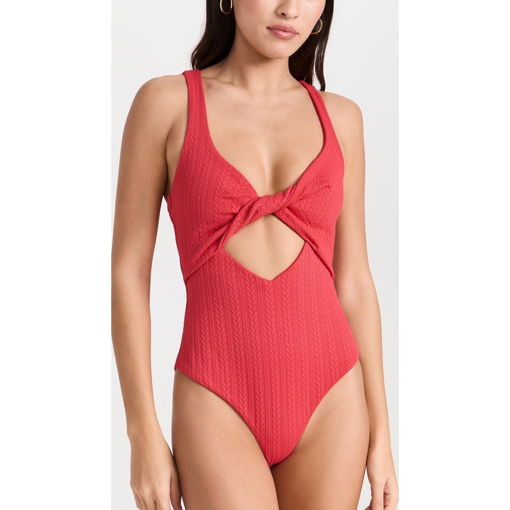 $168 NWT Beach Riot Tyler One Piece Swimsuit XL Red Textured Cutout BR38152R3